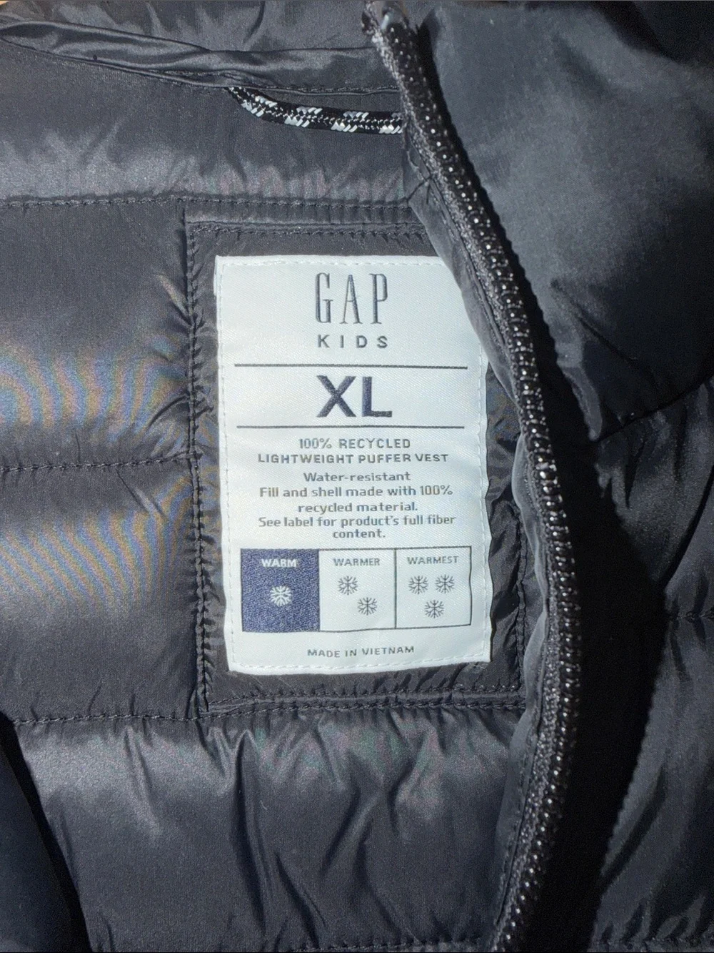GAP kids  Black Quilted Down-Style Vest size XLarge puffer